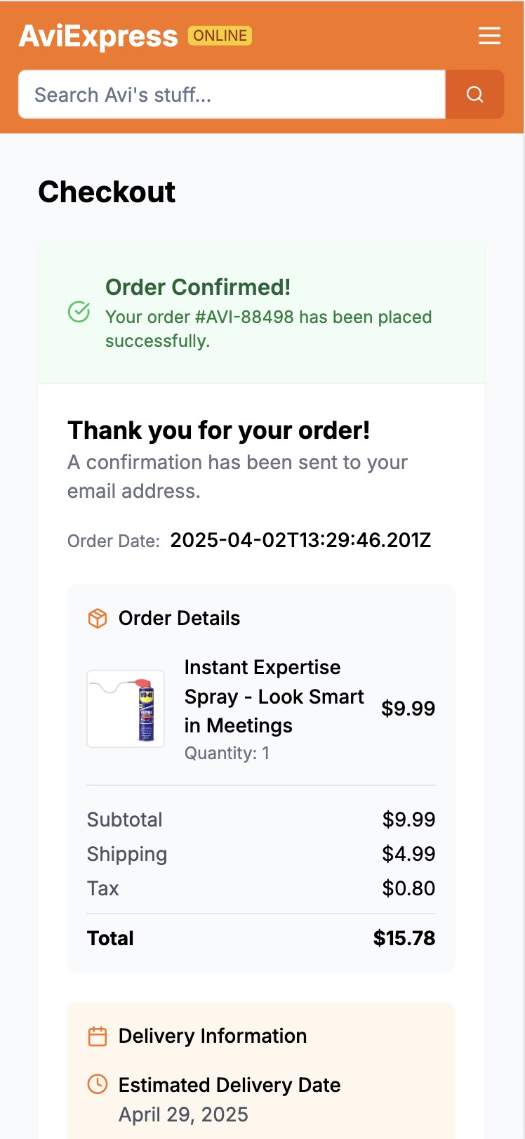 Order Confirmation
